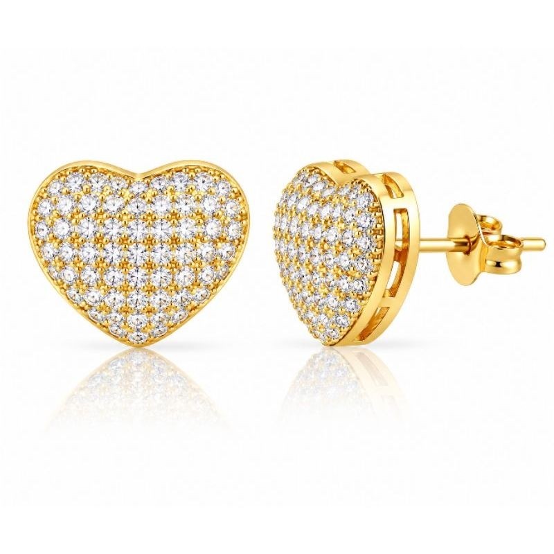 Brinco Coração Delicado Banhado a Ouro 18K com Acabamento Luxuoso