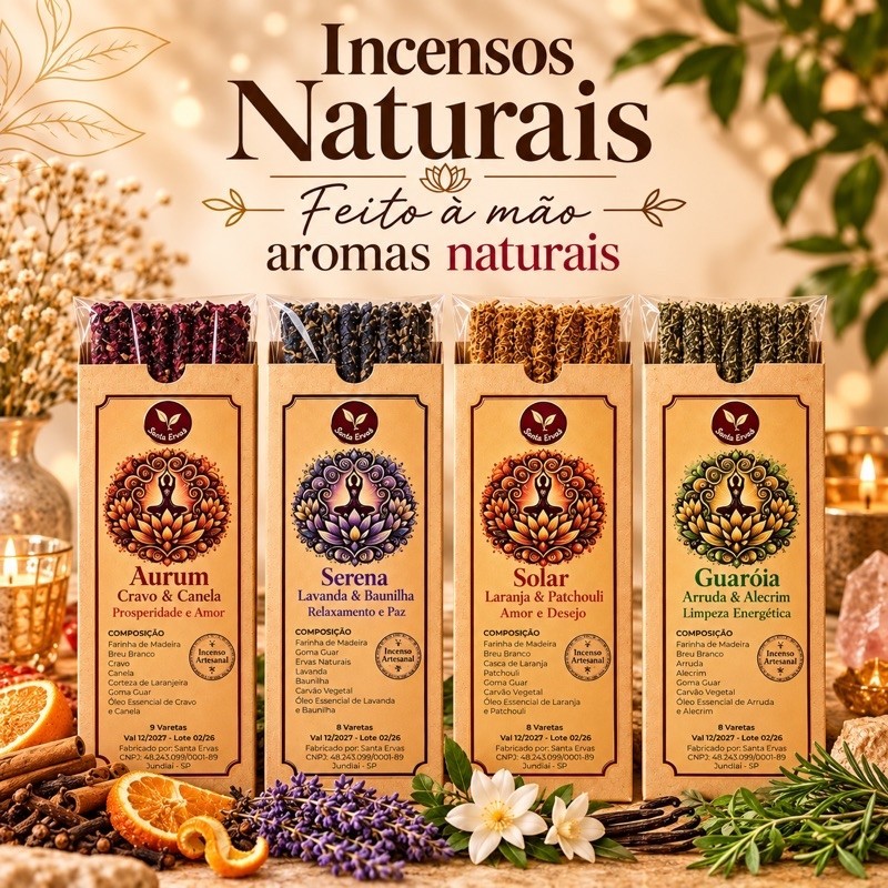 Incensos Naturais prosperidade Limpeza Alecrim Clareza Canela Laranja Amor Sal Grosso Proteçao Lavanda Relaxa