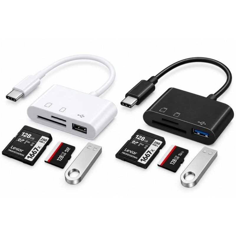 Leitor De Cartão Memória 3 Em 1 Tipo C Otg iPhone Celular PC