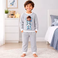 Pijama infantil Masculino Manga longa e calça Inverno