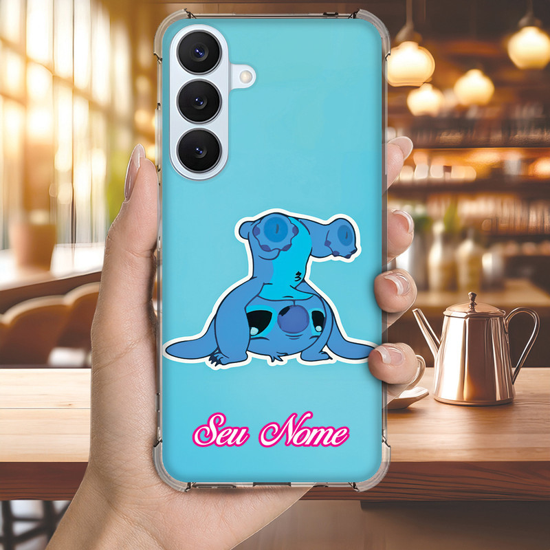 Capa Capinha GALAXY A05 A04 A03 A02 A01 M54 M53 Anti-impacto Personalizada geek STITCH azul nome (3480)