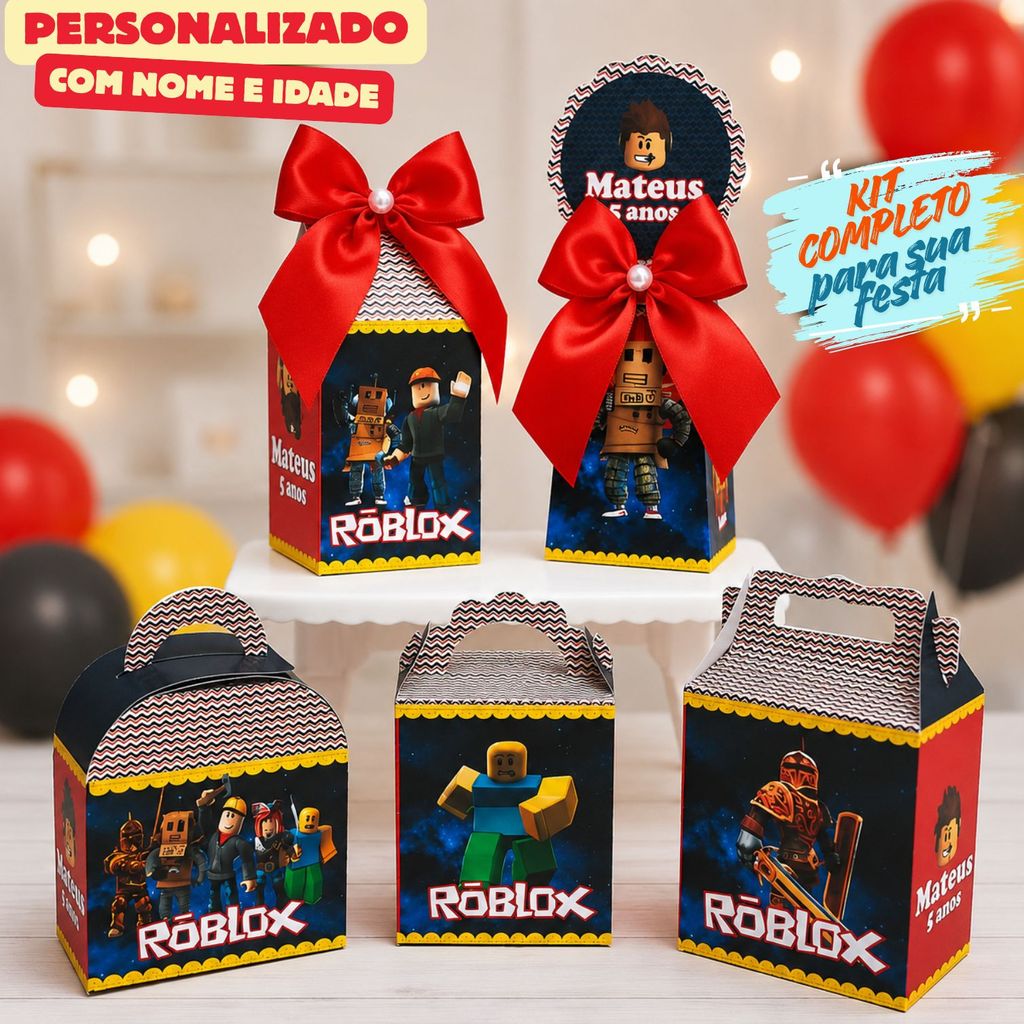 Kit Caixas ROBLOX Menino/Caixinhas Personalizadas + Brinde/Lembrancinhas Festa Infantil/Aniversario