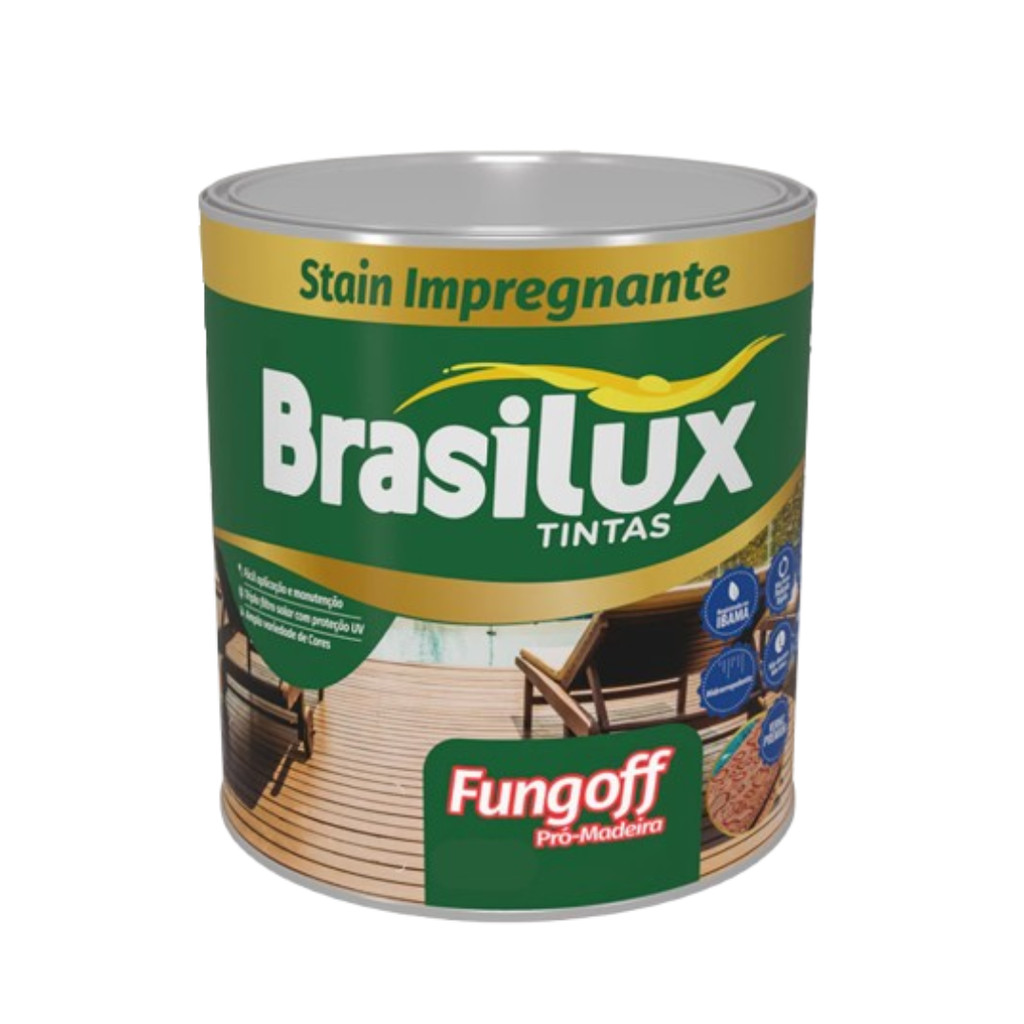 Stain Tinta Impregnante Transparente P/ Madeira 900ml Acetinado Brasilux