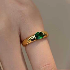 Estilo Vintage Rubi Esmeralda Zircão Cristal Ouro Titânio Aço Feminino Masculino Moda Jóias Noivado Anéis De Casamento