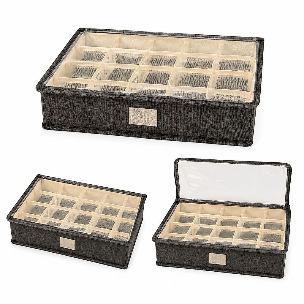 Kit 3 Colmeia Caixa Organizadora de Gaveta com Tampa Organizador C/ 20 Divisórias Para Guarda Roupa