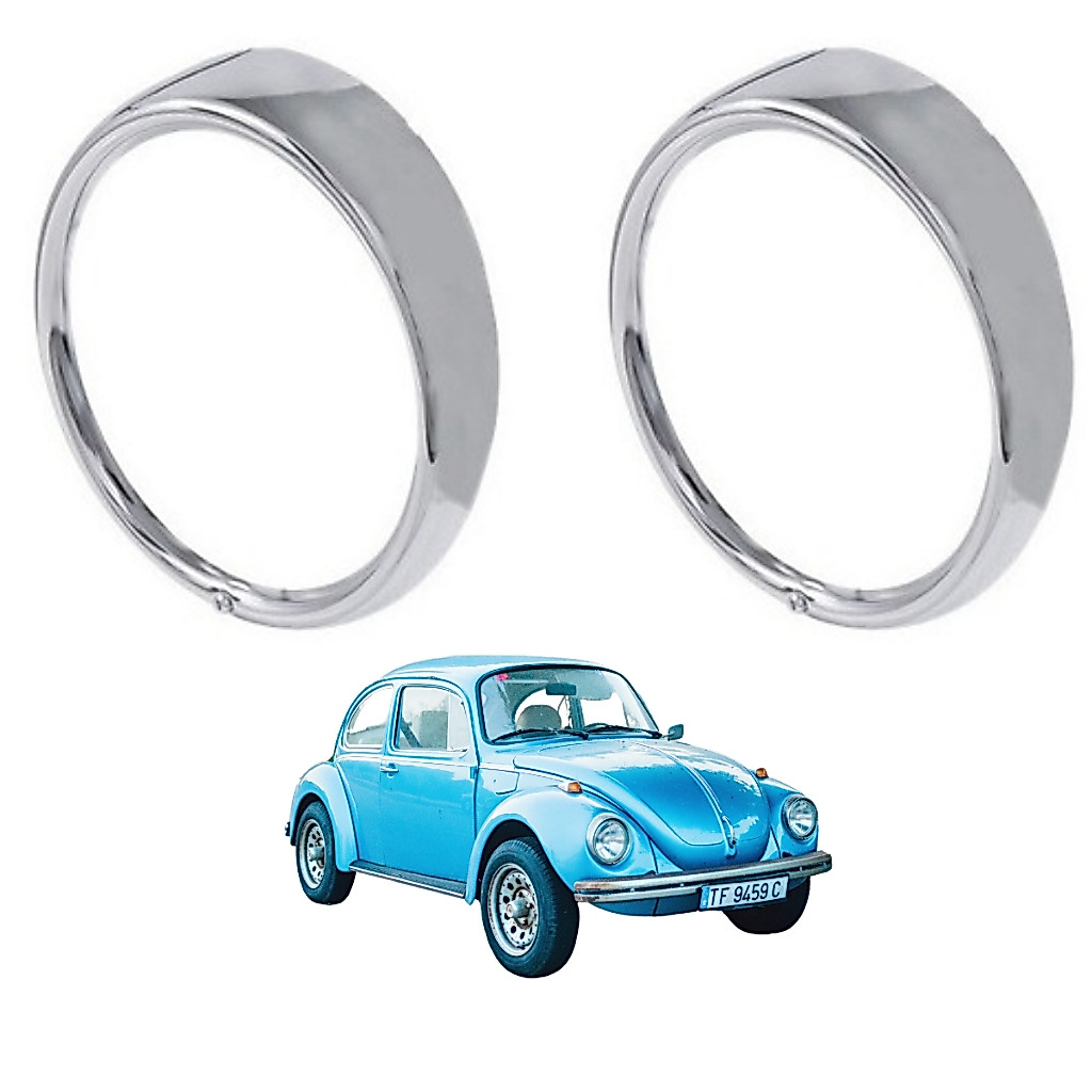 Par Aro Moldura Farol Cromado e Preto Fusca Kombi e Variante Aplicação Universal