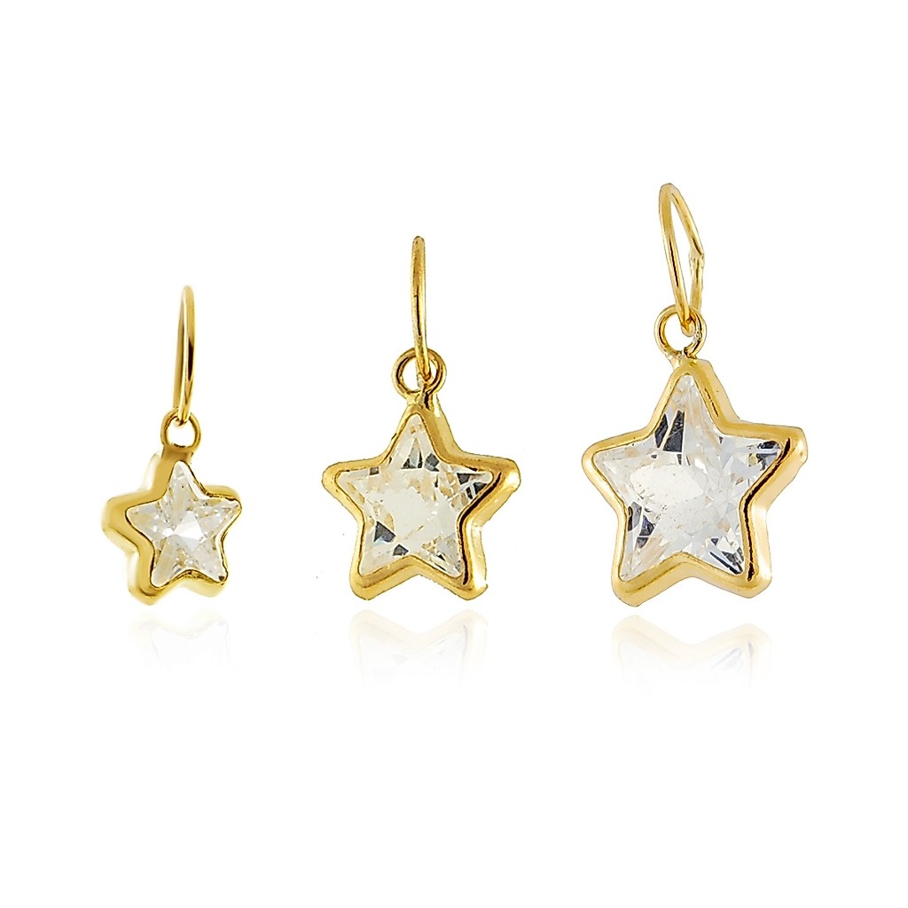 Pingente Ouro 18k Estrela 4 5 6mm - Elluxe Joias