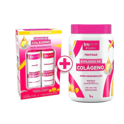 Kit Shampoo 200ml + Condicionador 200ml + Creme de Pentear Explosão de Colágeno 1Kg