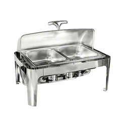 Rechaud Inox 2 Cubas 13 Litros Banho-maria Tampa Giratória Basculante Richoa