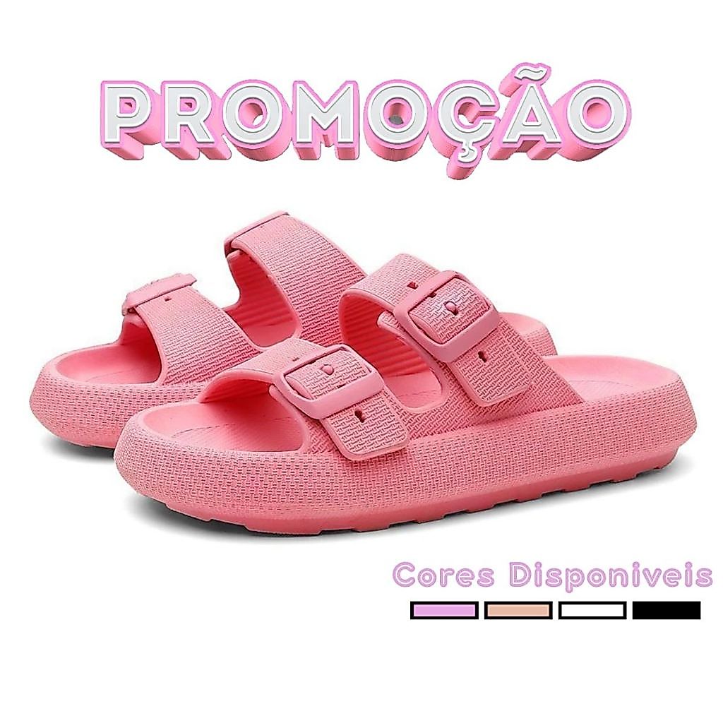 Sandália Papete Birken Feminina Ortopédica Nuvem Antiderrapante Casual Confortável Duas Fivelas