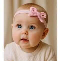 Kit 4 Laços de Tricô Artesanal Bebê Menina Maternidade e Enxoval