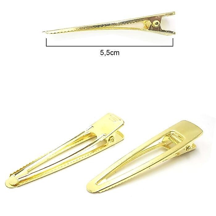 Presilha Jacaré Vazada Pacote Com 20 Unidades Dourado 55Mm Metal Resistente Alta Qualidade