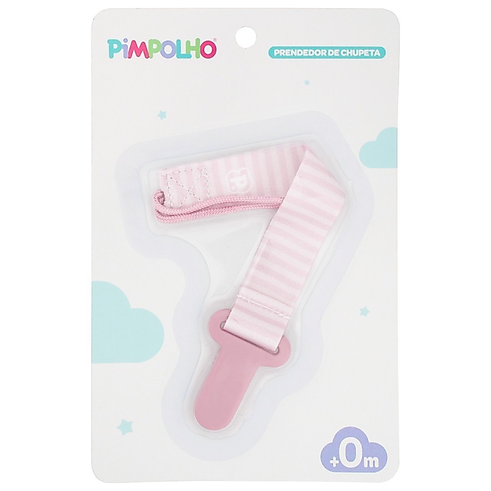 PRENDEDOR DE CHUPETA PIMPOLHO LISTRAS ROSA