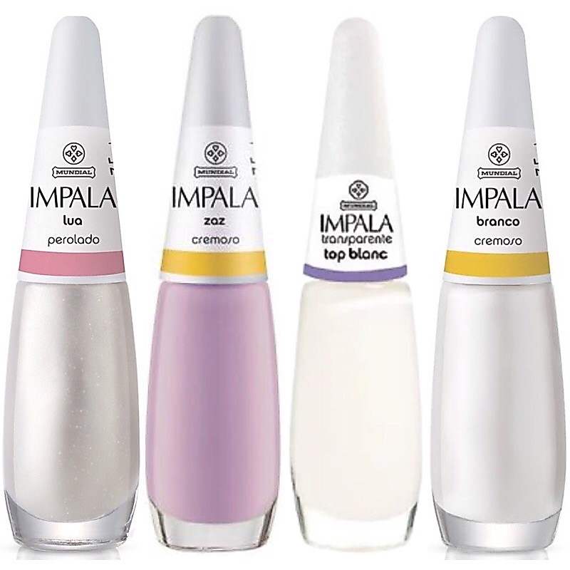 Kit Francesinha 4 Esmalte Impala Lua, Zaz , Top Blanc e Branco