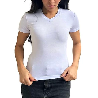 Blusa Feminina 100% Viscolycra Gola V Manga Curta Tshirt Basica Blusinha enfermagem uniforme sublima