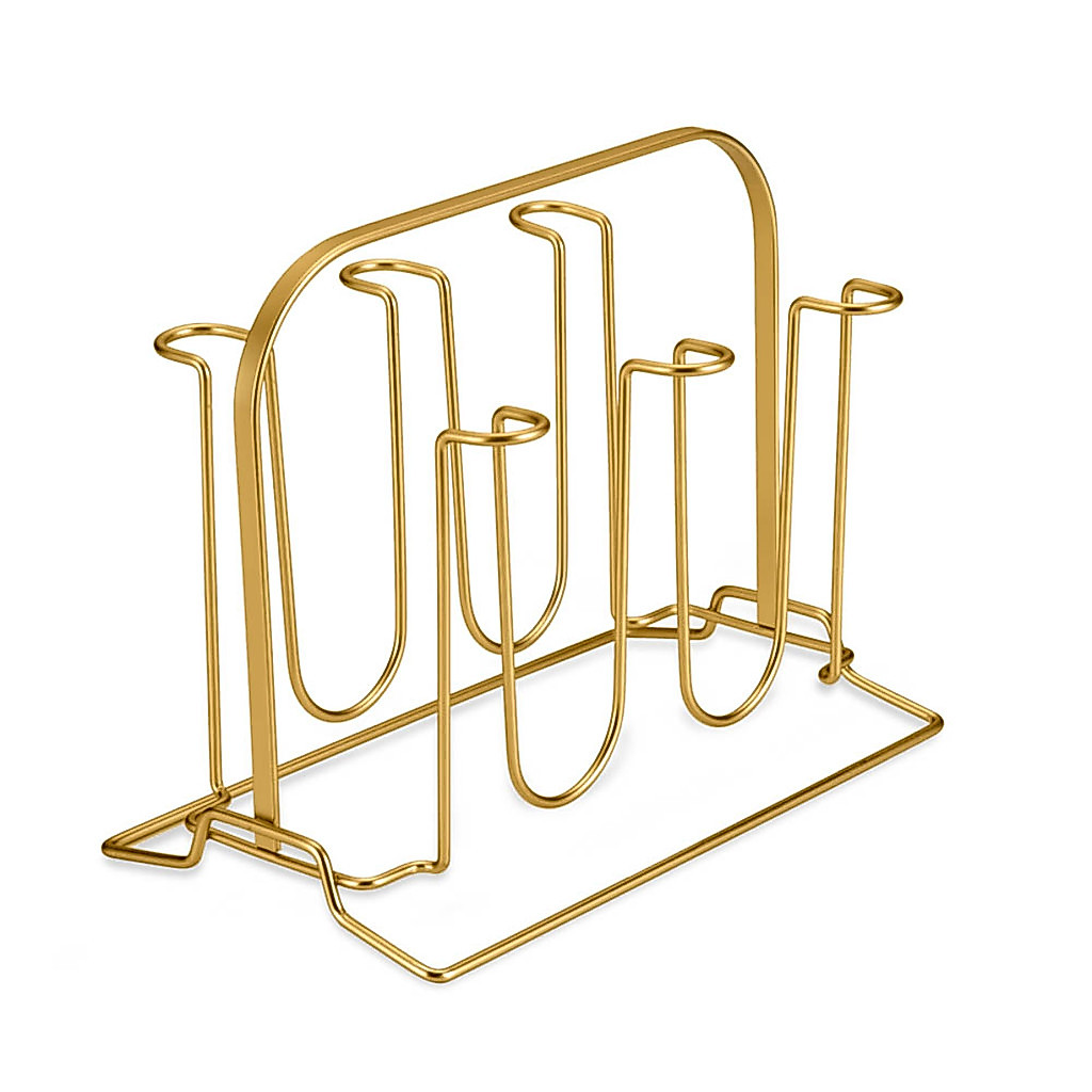 Porta Copos Suporte Para 6 Unidades Cozinha Mesa Cor Dourado Fosco Arthi