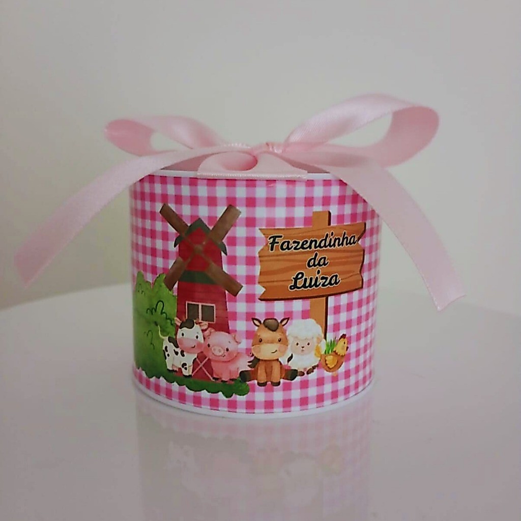 Kit mini Tubolata personalizada A fazendinha rosa para meninas/ lembrancinha para aniversário.