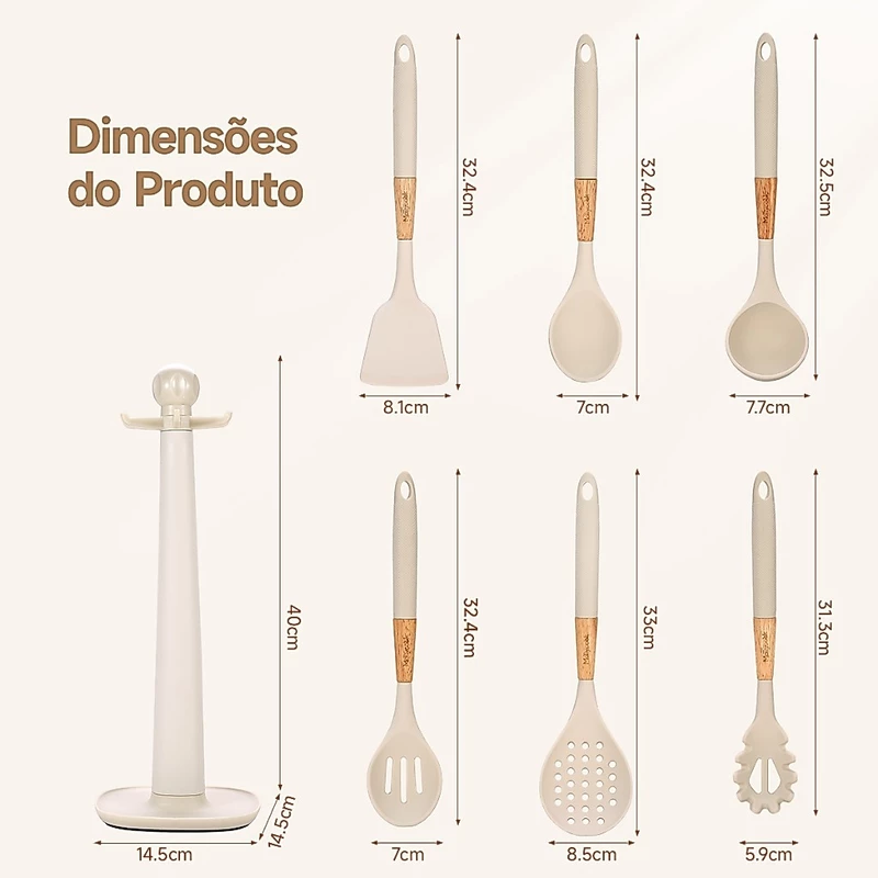 Kit de Cozinha 7 Peças Mollyccok com Espátulas de Silicone na Cor Branco — foto 8