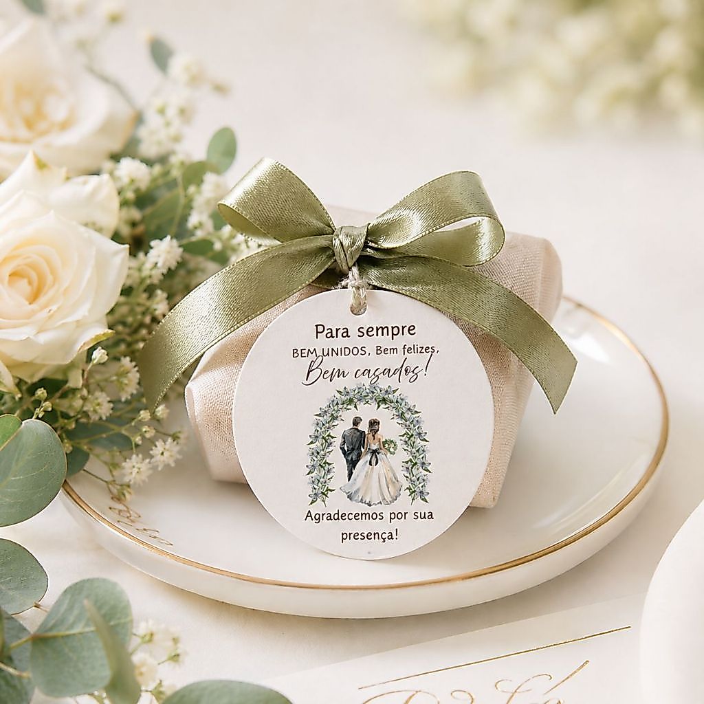 40 Tag Lembrancinha de casamento Bem Casado