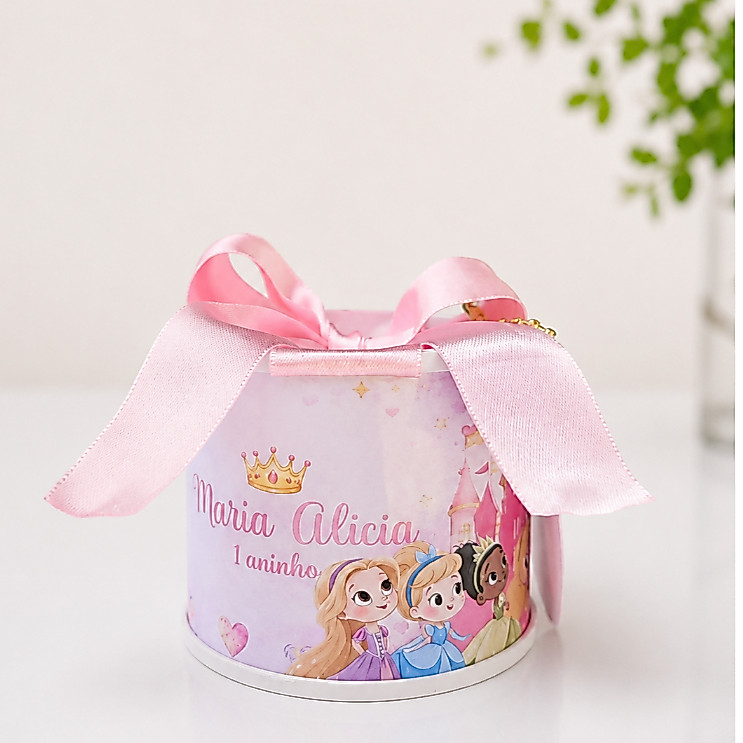 Kit Tubolatas personalizadas 5x6 PRINCESAS CUTE com TAG - Lembrancinha de maternidade / Chá de bebê / Aniversário