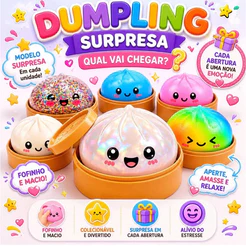 Glitter Dumpling Glitter Dumpling Squishy com Caixa Bolinhos Brinquedo Sensorial Espremer