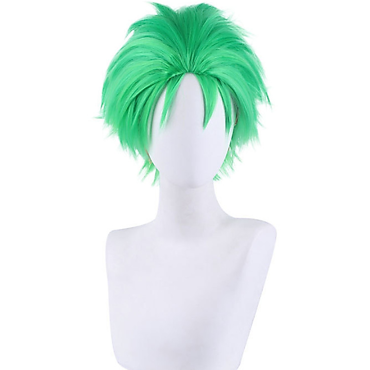 Peruca de anime, One Piece, Roronoa Zoro, curta, com penteado cacheado, peruca para cosplay.