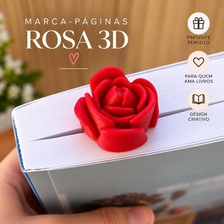 Marca-Páginas 3D Rosa Flor Marcador de Página para Livros Leitura Presente Criativo