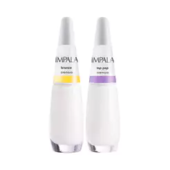 Kit 2 Esmaltes Impala Francesinha Branco e Transparente Brilho