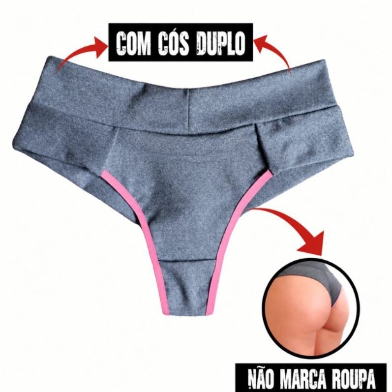 kit Calcinha Fio Duplo Cós Alto Forro 100% Algodão No Mescla.