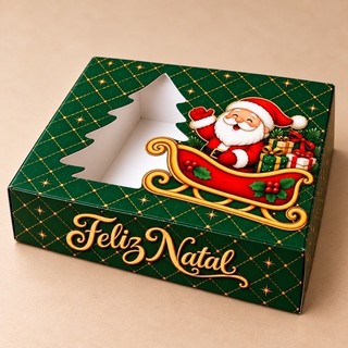 Kit com 10 Caixinhas de Natal com Visor Árvore para Sabonete 9x7x3cm