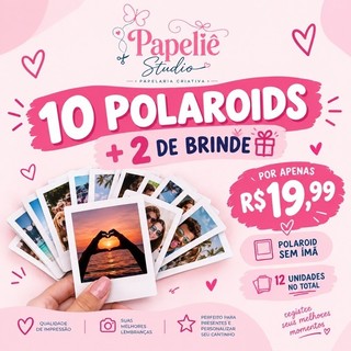 📸 Polaroid Personalizada 6x7cm | Kit 10 Fotos + 2 Brinde | Foto Polaroid Sem Ímã