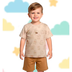 Conjunto Camiseta + Bermuda Marrom - All the Colors - TurmaTube