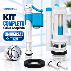 Kit Reparo Caixa Acoplada Universal Completo com Botão Duplo de Descarga 3/6L