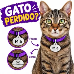 Coleira para Gato Anti Enforcamento com Identificação Nome e Telefone