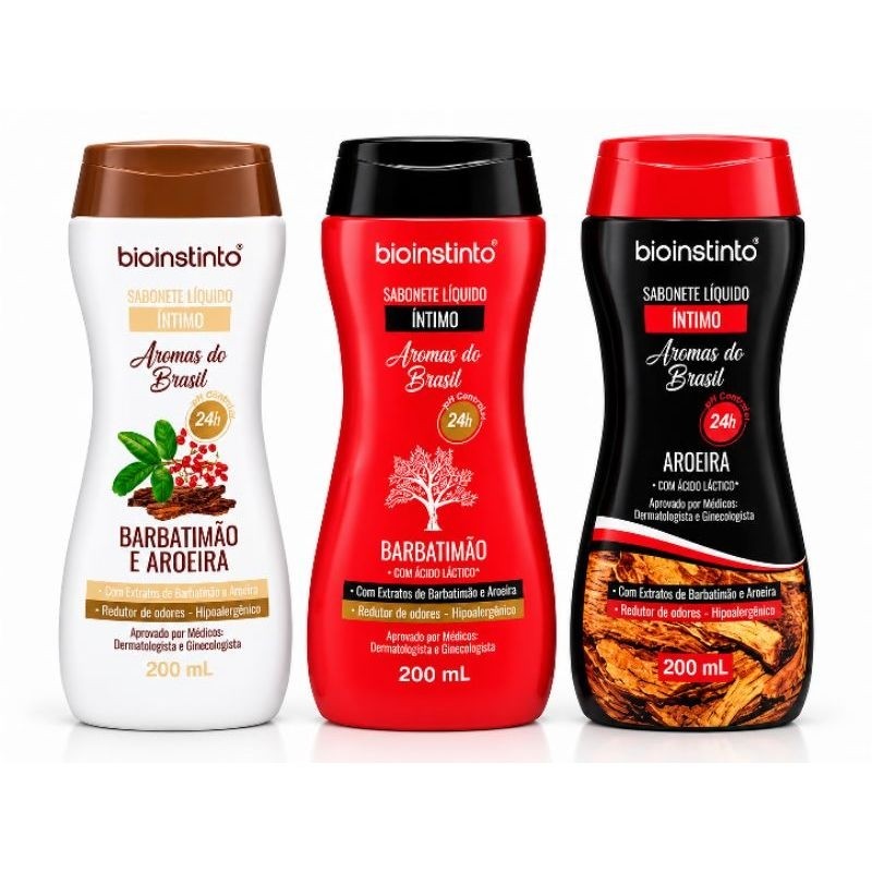 kit 3 Sabonete Íntimo líquido: Barbatimão e Aroeira+ Barbatimão+ Aroeira
