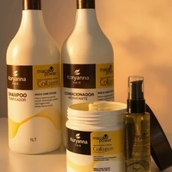 Kit Collagen Maca power Koryanna Shampoo 1L Condicionador 1L Máscara 500ml Óleo Maca 50ml Hidratação Capilar