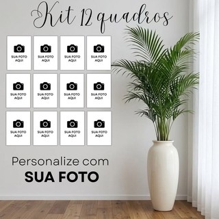 quadro decorativo kit com 12 placas decorativas MDF 10x15 para sala casa personalizado com sua foto pet família presente