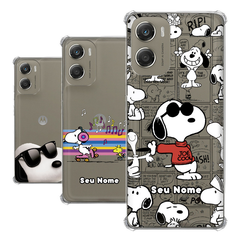Capa para Motorola Moto G06 Coleção Snoopy e Charlie Brown e Woodstock