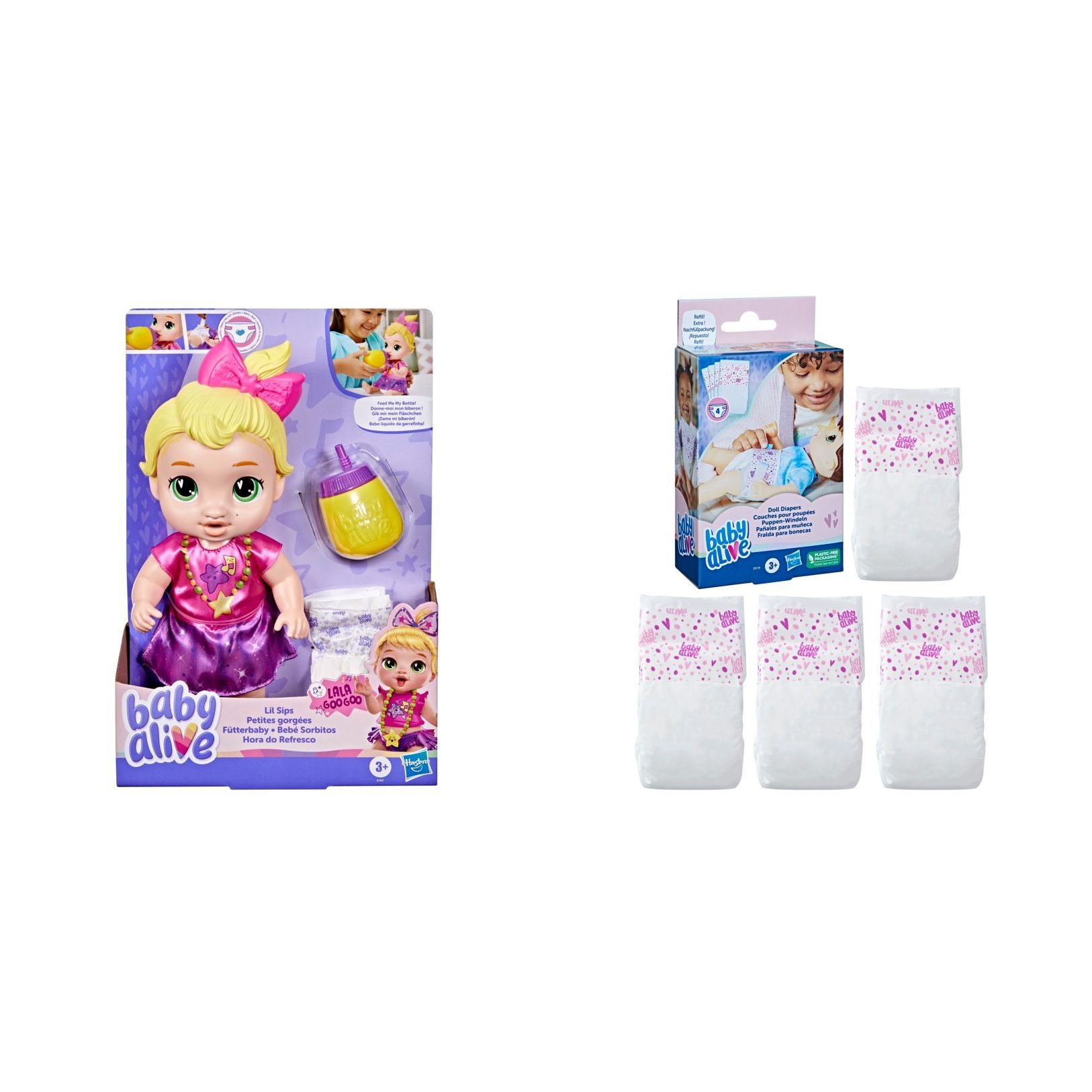 Kit Baby Alive Hora Do Refresco Loira G1447 + Fralda E9119 - Hasbro