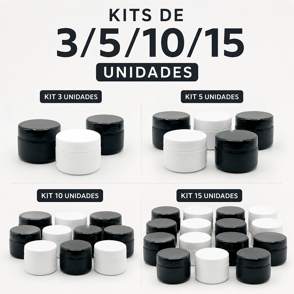 Kit 3/5/10/15 Pote Plástico 60ml Tampa Rosca Cosmético Vazio Virgem Creme Pomada Gel Viagem
