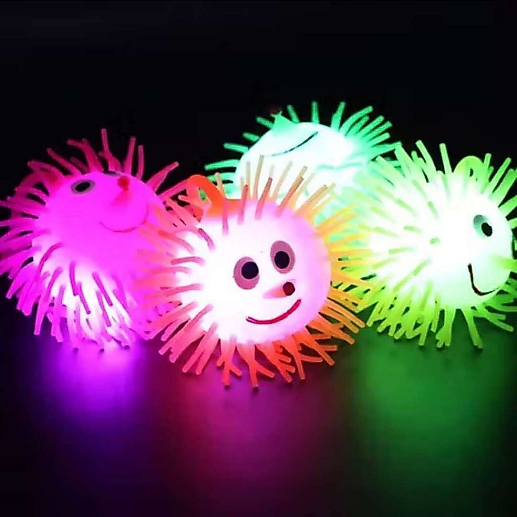 Bola Puffer Ball Ioiô Com Luz LED Piscante Brinquedo Anti Stress Bolinha Ouriço Mamona  Infantil(cor aleatorio)