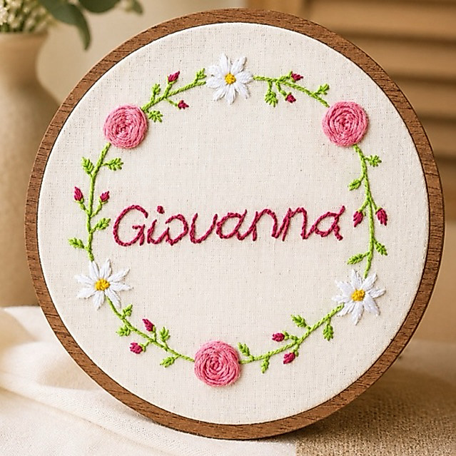 Quadro Bastidor Bordado Personalizado para Maternidade | Nome do Bebê | Decoração Infantil Artesanal