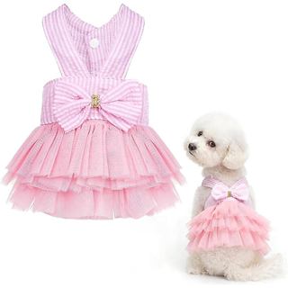 Vestido Rosa para Cães Choyaxo, Vestido de Verão para Animais de Estimação com Laço Fofo e Saia Tutu para Filhotes e Gat