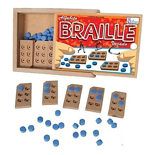 Material Pedagógico Alfabeto Vazado Braille Madeira Simque