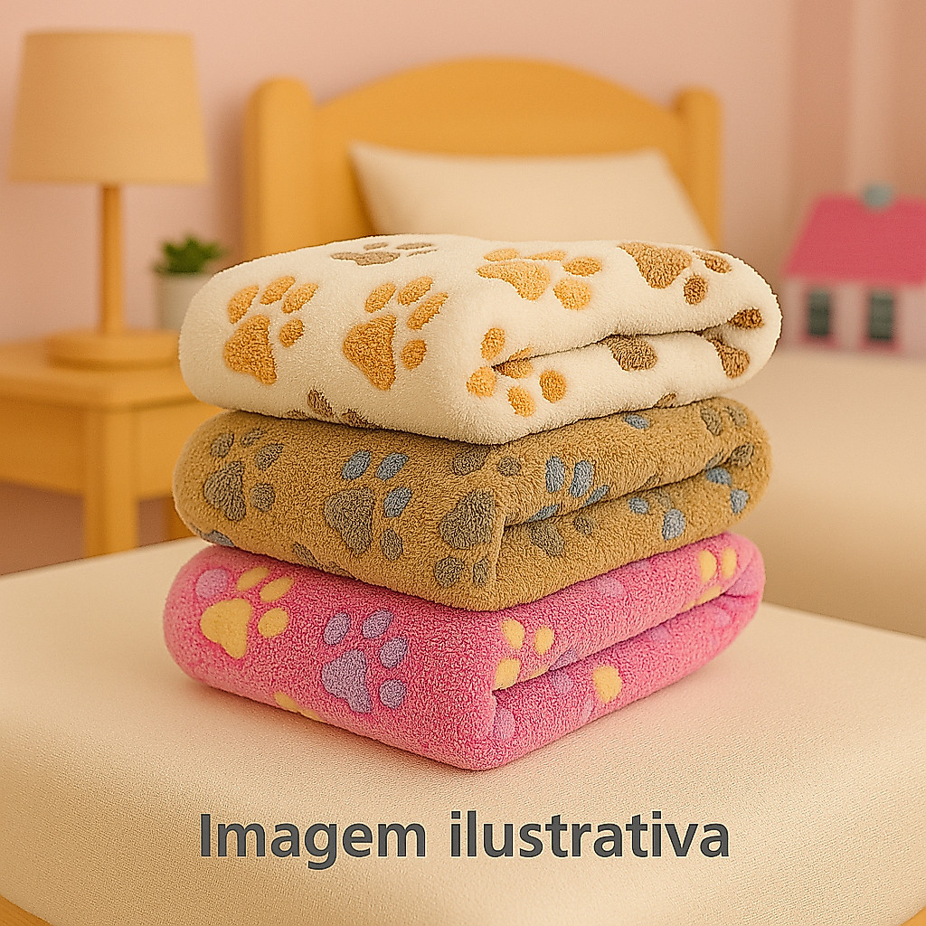 Kit Com 02 Mantas Pet Soft Grande Estampada 70x100cm Fofinha Ref. Pet001 para Cachorro e Gato