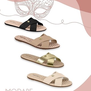 Chinelo Rasteira Slide Modare Ultraconforto Tiras Cruzadas com Esferas Massageadoras