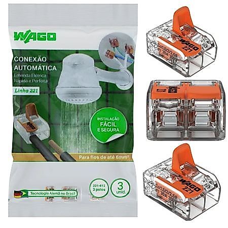 KIT 3 UNIDADES WAGO ORIGINAL  – PARA CHUVEIRO 127V / 220V