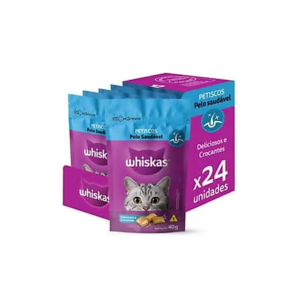 Kit Petisco Pelo Saudável Para Gatos Adultos 40g 24 Unidades Whiskas