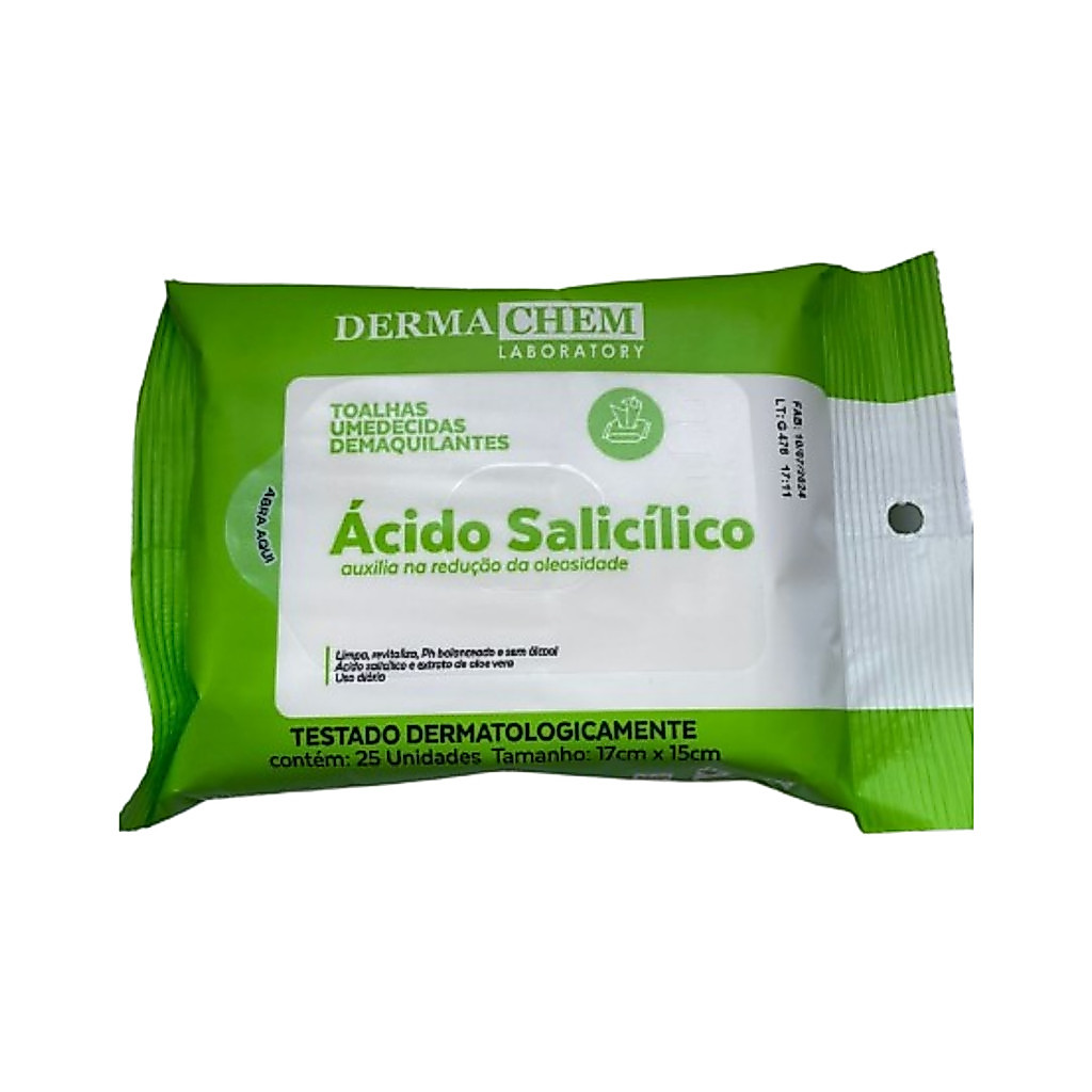 Lenço Demaquilante Ácido Salicilico Antioleosidade Dermachem 