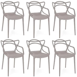 Kit 6 Cadeiras de Jantar Allegra Prática Empilhável